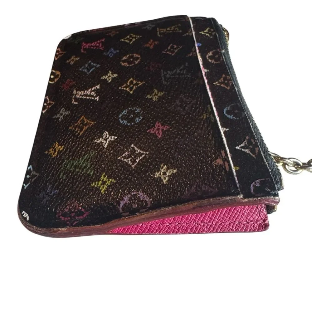Auth Vintage Louis Vuitton 33 Multicolor Murakami LV Keychain Black Pouch - Picture 5 of 12